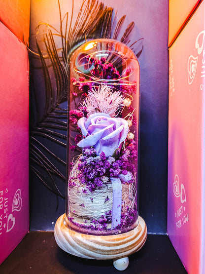 Peserved flowers in bell jar with fairy lights  Romantic Gifts for Valentine's Day Mother's Day Birthday Decor50% OFF