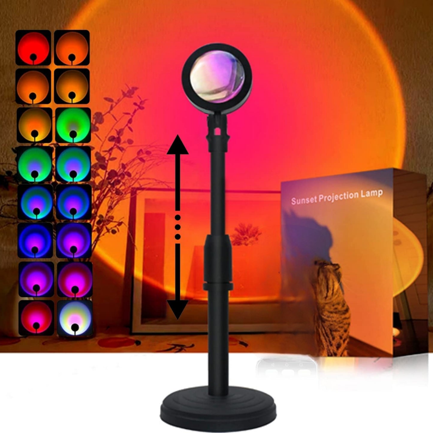 Remote Control RGB Sunset Lamp Projector 16 Colors Changing