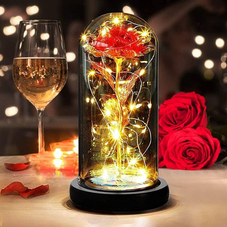 Beauty and The Beast Galaxy Rose Gift,Preserved Rose in Glass Dome with Fairy String Light,Forever Artificial Flowers Lamp,Light Up Rose, Enchanted Rose for Her on Valentines Day Wedding Anniversary.