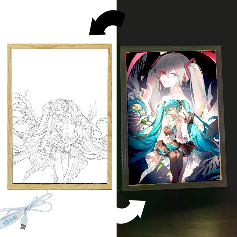 Hatsune Miku Anime Figure – Kawaii Light Painting Frame