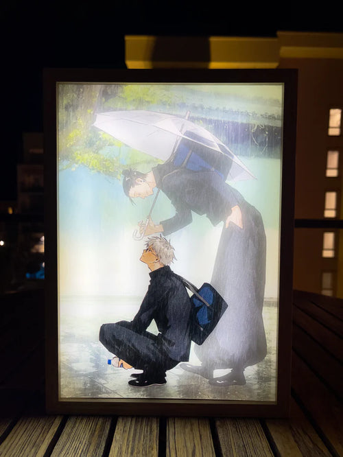 "Jujutsu Kaisen" Rainy Umbrella Scene: Geto & Gojo LED Light Painting