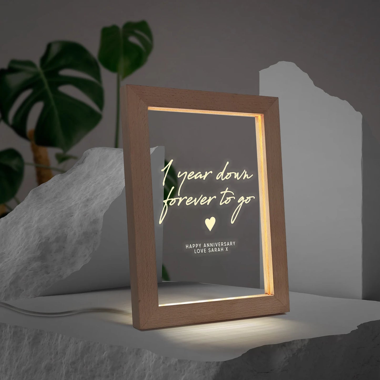 Personalized  LED Light-Up Photo Frame with Engraved Anniversary Couple Names & Date
